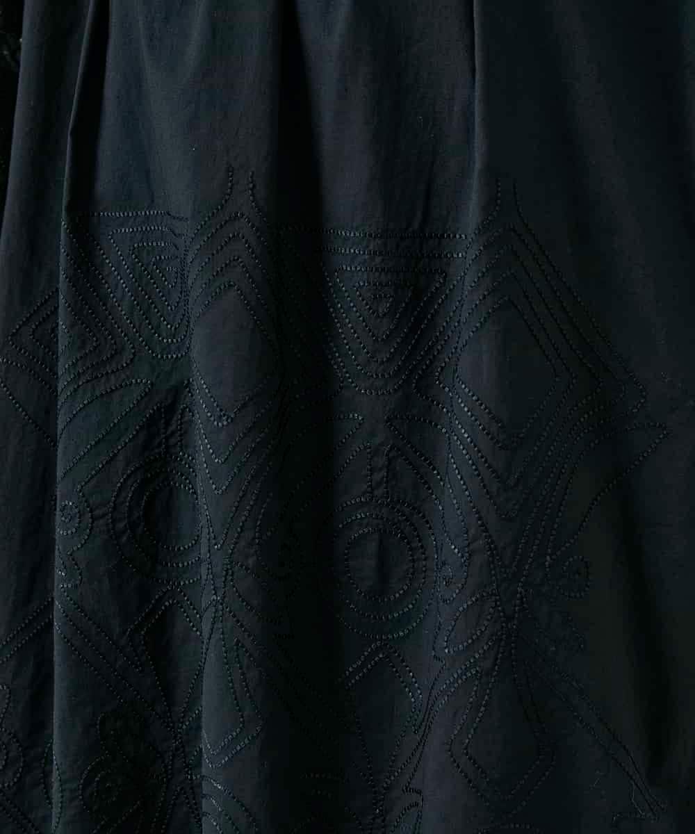 RHEYD12130 HIROKO KOSHINO(ヒロココシノ) 幾何学エンブロイダリーワンピース /洗える ブラック