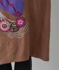 RHEYT23120 HIROKO KOSHINO(ヒロココシノ) 【日本製】アート刺繍フレンチリネンワンピース ベージュ