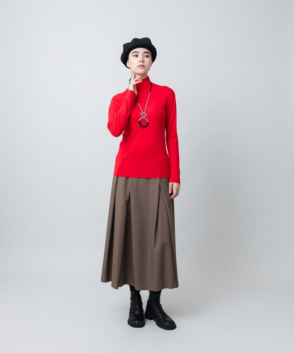 RHFAD18360 HIROKO KOSHINO(ヒロココシノ) インナーハイネックニットプルオーバー レッド