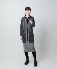 RHFAE10890 HIROKO KOSHINO(ヒロココシノ) 立体ストライプデザインニットワンピース /日本製 ブラック