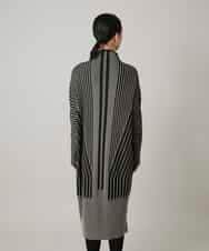 RHFAE10890 HIROKO KOSHINO(ヒロココシノ) 立体ストライプデザインニットワンピース /日本製 ブラック