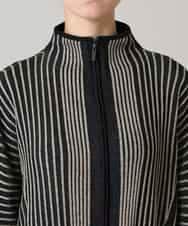 RHFAE10890 HIROKO KOSHINO(ヒロココシノ) 立体ストライプデザインニットワンピース /日本製 ブラック