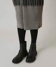 RHFAE10890 HIROKO KOSHINO(ヒロココシノ) 立体ストライプデザインニットワンピース /日本製 ブラック