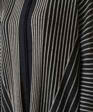 RHFAE10890 HIROKO KOSHINO(ヒロココシノ) 立体ストライプデザインニットワンピース /日本製 ブラック