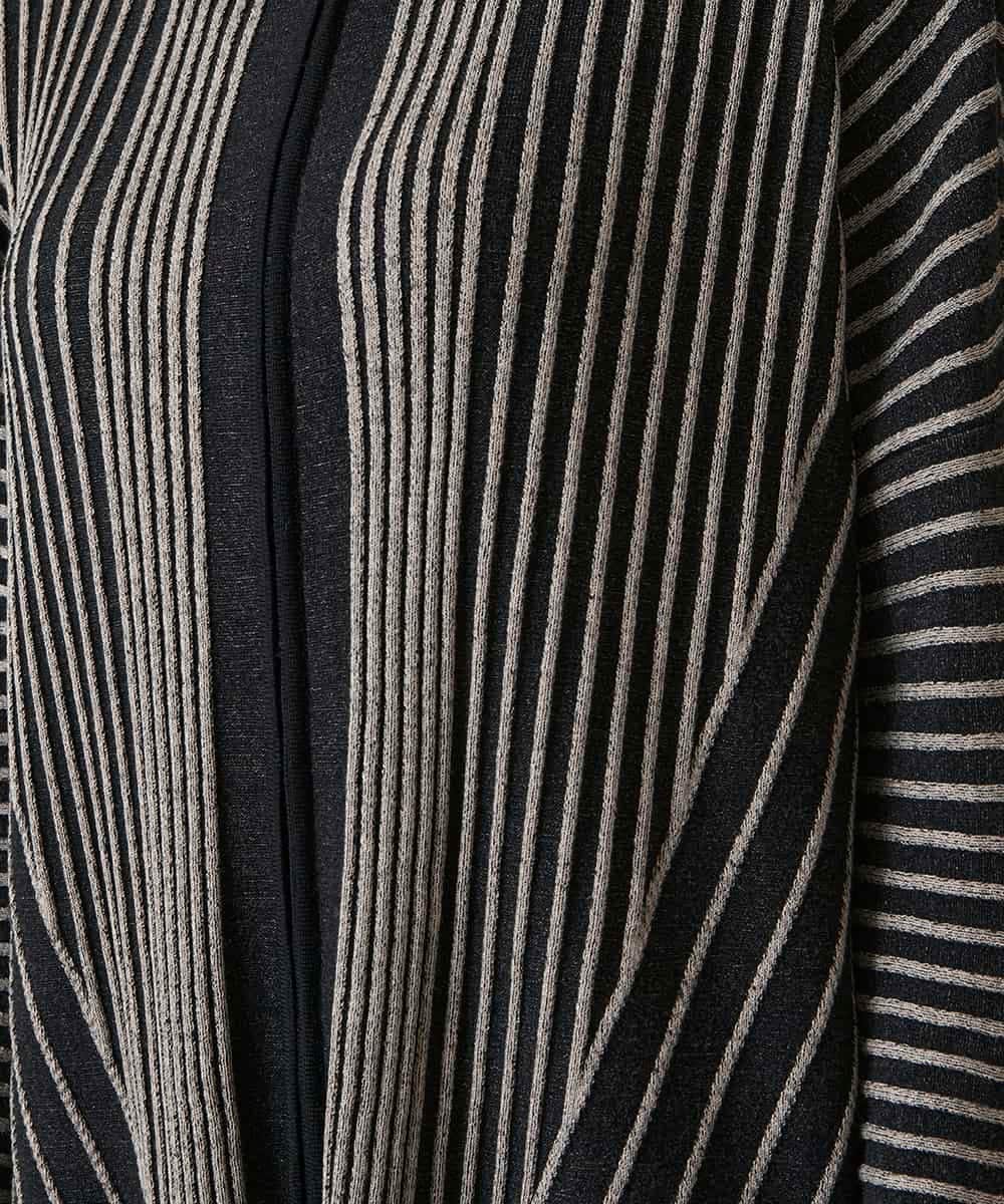 RHFAE10890 HIROKO KOSHINO(ヒロココシノ) 立体ストライプデザインニットワンピース /日本製 ブラック