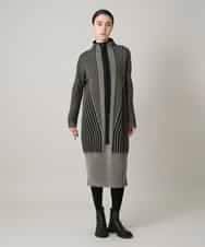 RHFAE10890 HIROKO KOSHINO(ヒロココシノ) 立体ストライプデザインニットワンピース /日本製 ブラック