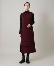 RHFAE16890 HIROKO KOSHINO(ヒロココシノ) スラッシュデザインニットワンピース パープル