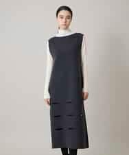 RHFAE16890 HIROKO KOSHINO(ヒロココシノ) スラッシュデザインニットワンピース グレー