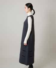 RHFAE16890 HIROKO KOSHINO(ヒロココシノ) スラッシュデザインニットワンピース グレー