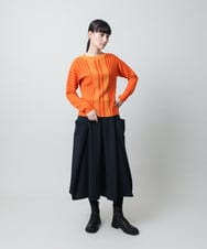 RHFAF11430 HIROKO KOSHINO(ヒロココシノ) 立体ストライプニットプルオーバー/日本製 オレンジ