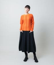 RHFAF11430 HIROKO KOSHINO(ヒロココシノ) 立体ストライプニットプルオーバー/日本製 オレンジ