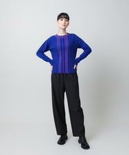 RHFAF11430 HIROKO KOSHINO(ヒロココシノ) 立体ストライプニットプルオーバー/日本製 ブルー