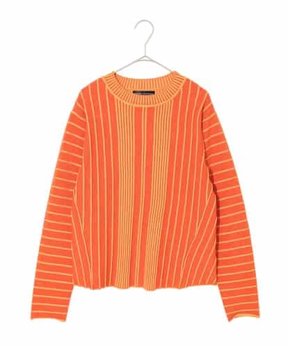 RHFAF11430 HIROKO KOSHINO 立体ストライプニットプルオーバー/日本製