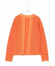 RHFAF11430 HIROKO KOSHINO(ヒロココシノ) 立体ストライプニットプルオーバー/日本製 オレンジ