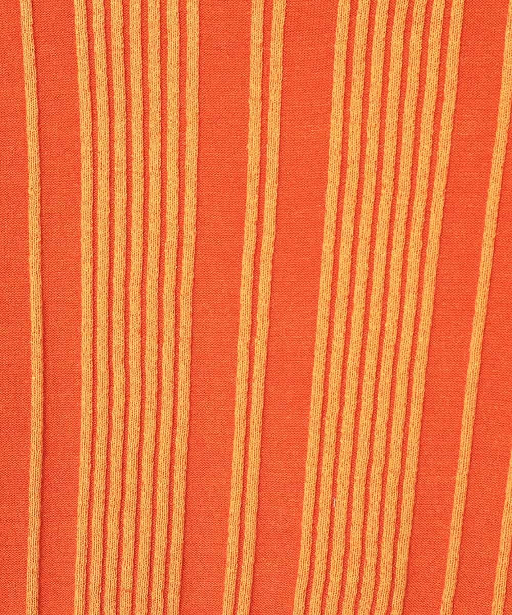 RHFAF11430 HIROKO KOSHINO(ヒロココシノ) 立体ストライプニットプルオーバー/日本製 オレンジ