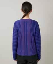 RHFAF11430 HIROKO KOSHINO(ヒロココシノ) 立体ストライプニットプルオーバー/日本製 ブルー