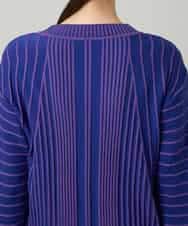 RHFAF11430 HIROKO KOSHINO(ヒロココシノ) 立体ストライプニットプルオーバー/日本製 ブルー