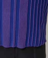 RHFAF11430 HIROKO KOSHINO(ヒロココシノ) 立体ストライプニットプルオーバー/日本製 ブルー