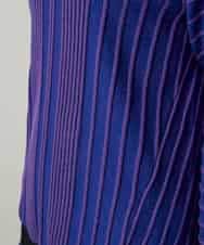 RHFAF11430 HIROKO KOSHINO(ヒロココシノ) 立体ストライプニットプルオーバー/日本製 ブルー