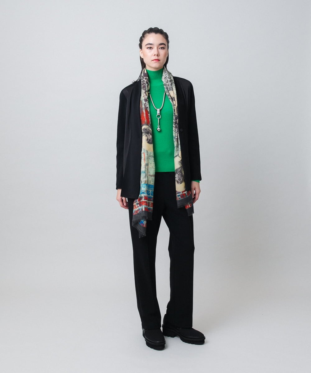 RHFAG02360 HIROKO KOSHINO(ヒロココシノ) テンセルウールハイネックニットプルオーバー グリーン