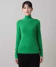 RHFAG02360 HIROKO KOSHINO(ヒロココシノ) テンセルウールハイネックニットプルオーバー グリーン