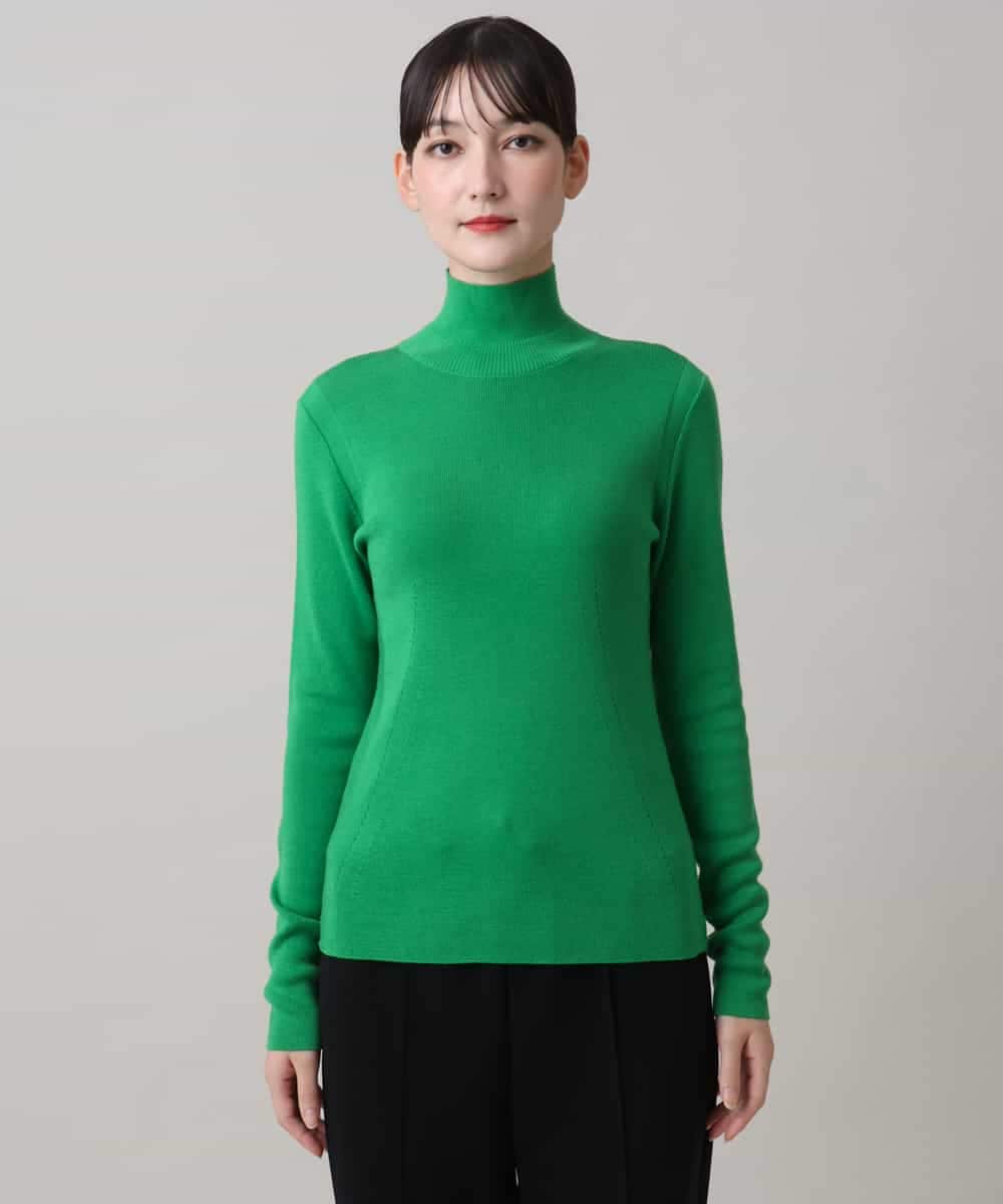 RHFAG02360 HIROKO KOSHINO(ヒロココシノ) テンセルウールハイネックニットプルオーバー グリーン