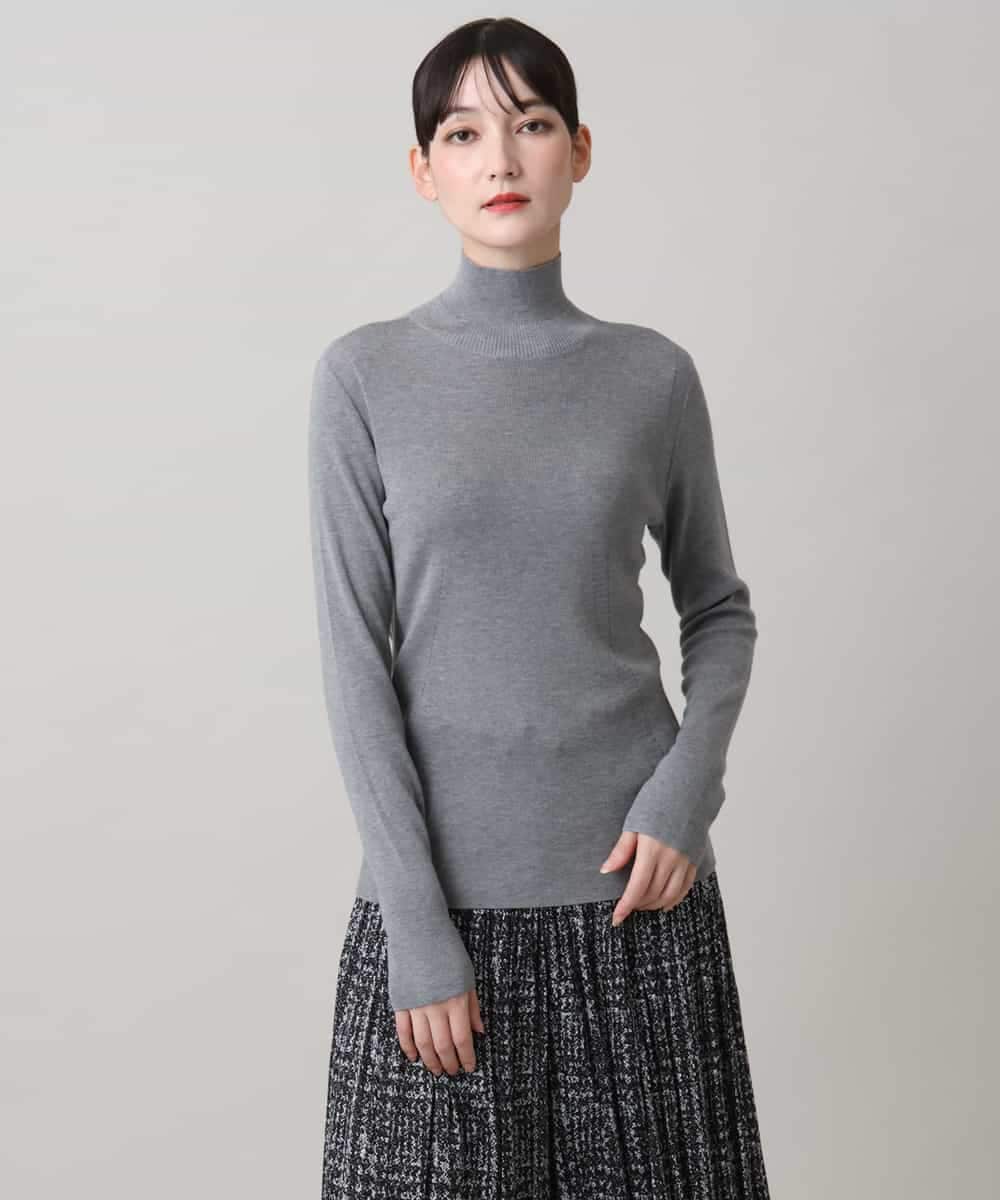RHFAG02360 HIROKO KOSHINO(ヒロココシノ) テンセルウールハイネックニットプルオーバー ライトグレー