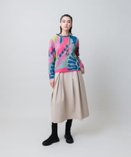 RHFAG13690 HIROKO KOSHINO(ヒロココシノ) カラーコラージュジャガードニットプルオーバー /日本製 グリーン