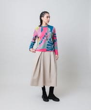 RHFAG13690 HIROKO KOSHINO(ヒロココシノ) カラーコラージュジャガードニットプルオーバー /日本製 グリーン