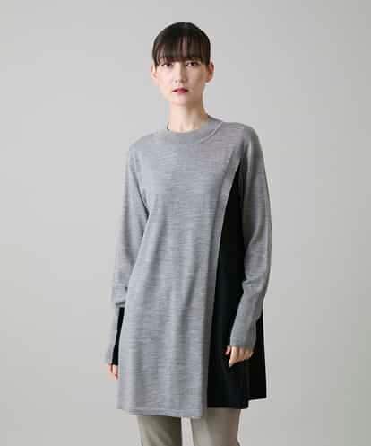 RHFAI40490 HIROKO KOSHINO レイヤード風バイカラーニットチュニック