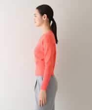 RHFAV56390 HIROKO KOSHINO(ヒロココシノ) ビスコースクロップド丈ニットプルオーバー オレンジ
