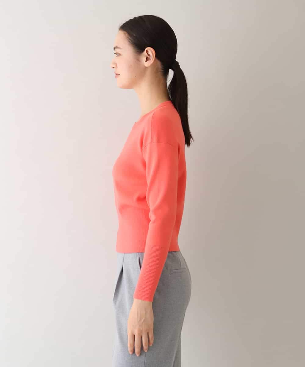 RHFAV56390 HIROKO KOSHINO(ヒロココシノ) ビスコースクロップド丈ニットプルオーバー オレンジ