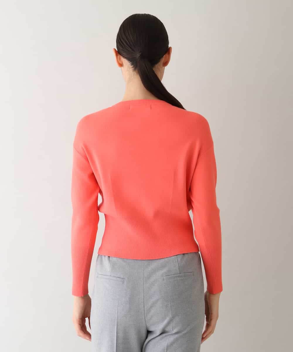 RHFAV56390 HIROKO KOSHINO(ヒロココシノ) ビスコースクロップド丈ニットプルオーバー オレンジ