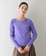 RHFAV56390 HIROKO KOSHINO(ヒロココシノ) ビスコースクロップド丈ニットプルオーバー ラベンダー
