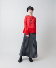 RHFCC04490 HIROKO KOSHINO(ヒロココシノ) MIXカラーブークレーニットプルオーバー/日本製 レッド