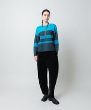 RHFCD30360 HIROKO KOSHINO(ヒロココシノ) 配色ボーダー柄ウールニット ブルー