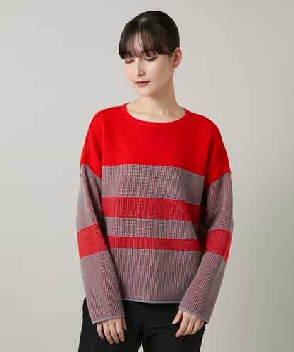 RHFCD30360 HIROKO KOSHINO 配色ボーダー柄ウールニット