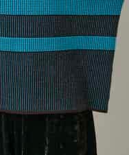 RHFCD30360 HIROKO KOSHINO(ヒロココシノ) 配色ボーダー柄ウールニット ブルー