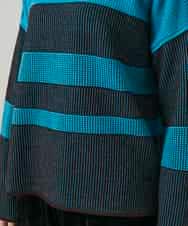 RHFCD30360 HIROKO KOSHINO(ヒロココシノ) 配色ボーダー柄ウールニット ブルー