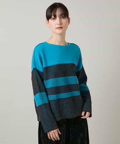 RHFCD30360  配色ボーダー柄ウールニット