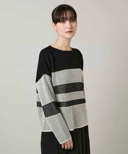 RHFCD30360 HIROKO KOSHINO 配色ボーダー柄ウールニット