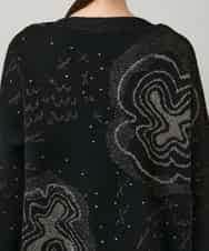 RHFCD35690 HIROKO KOSHINO(ヒロココシノ) ラメフラワージャカードニット/日本製 ブラック