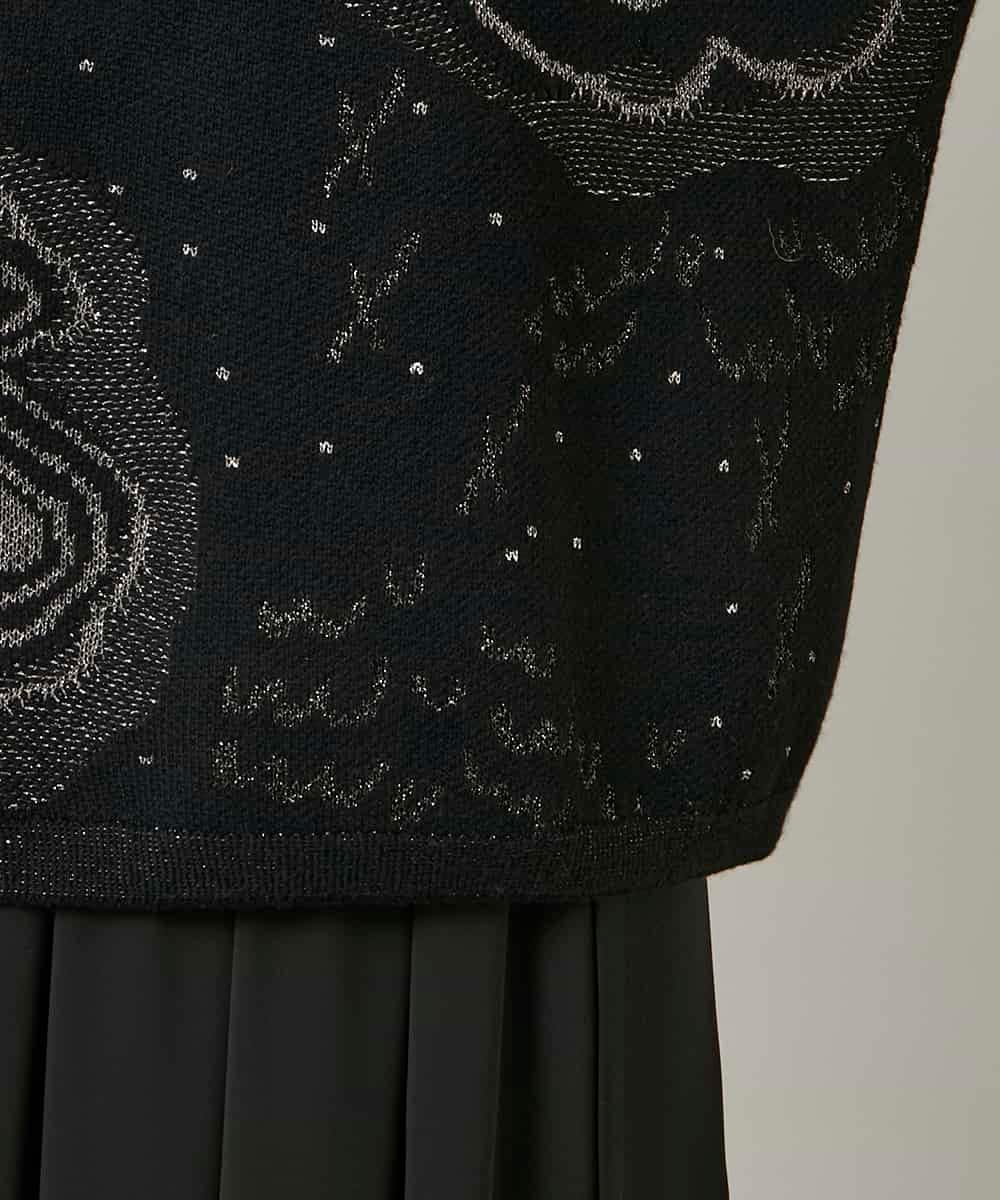 RHFCD35690 HIROKO KOSHINO(ヒロココシノ) ラメフラワージャカードニット/日本製 ブラック
