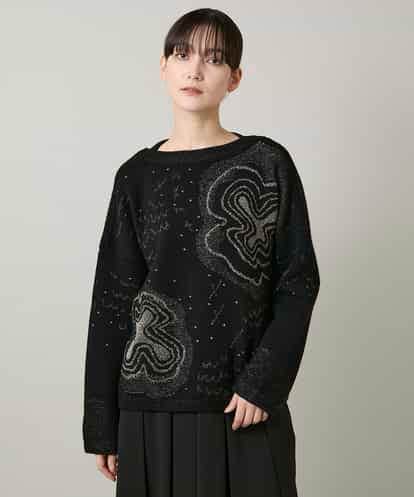 RHFCD35690  ラメフラワージャカードニット/日本製