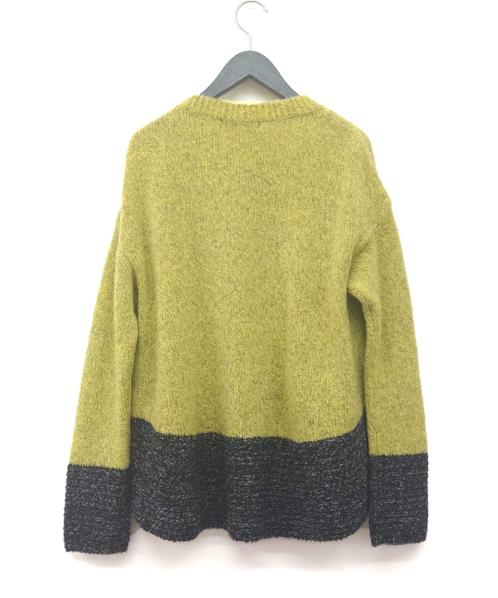 RHFCD37490 HIROKO KOSHINO(ヒロココシノ) バイカラーブークレヤーンニット/日本製 イエローグリーン