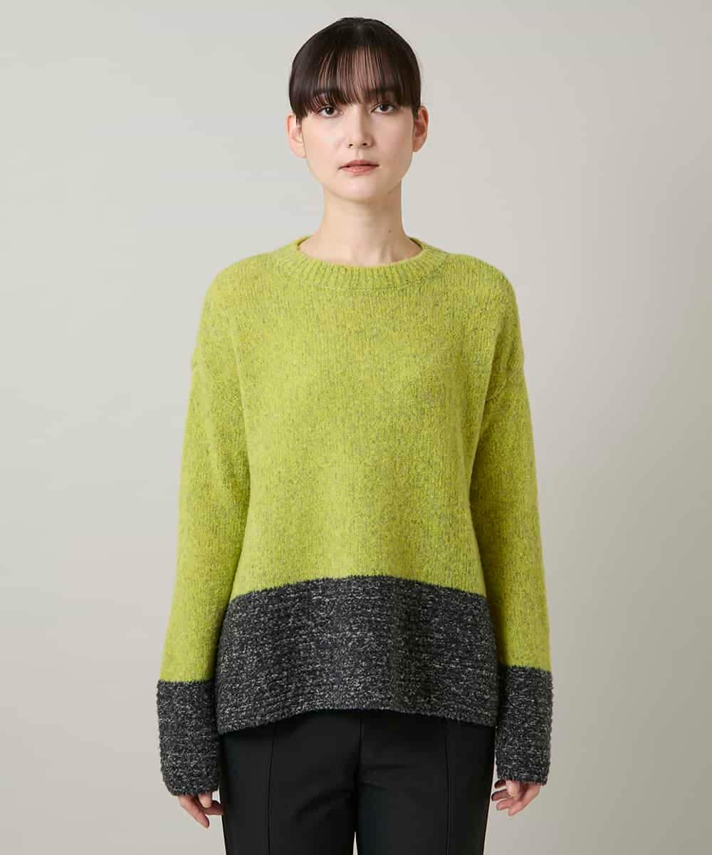 RHFCD37490 HIROKO KOSHINO(ヒロココシノ) バイカラーブークレヤーンニット/日本製 イエロー