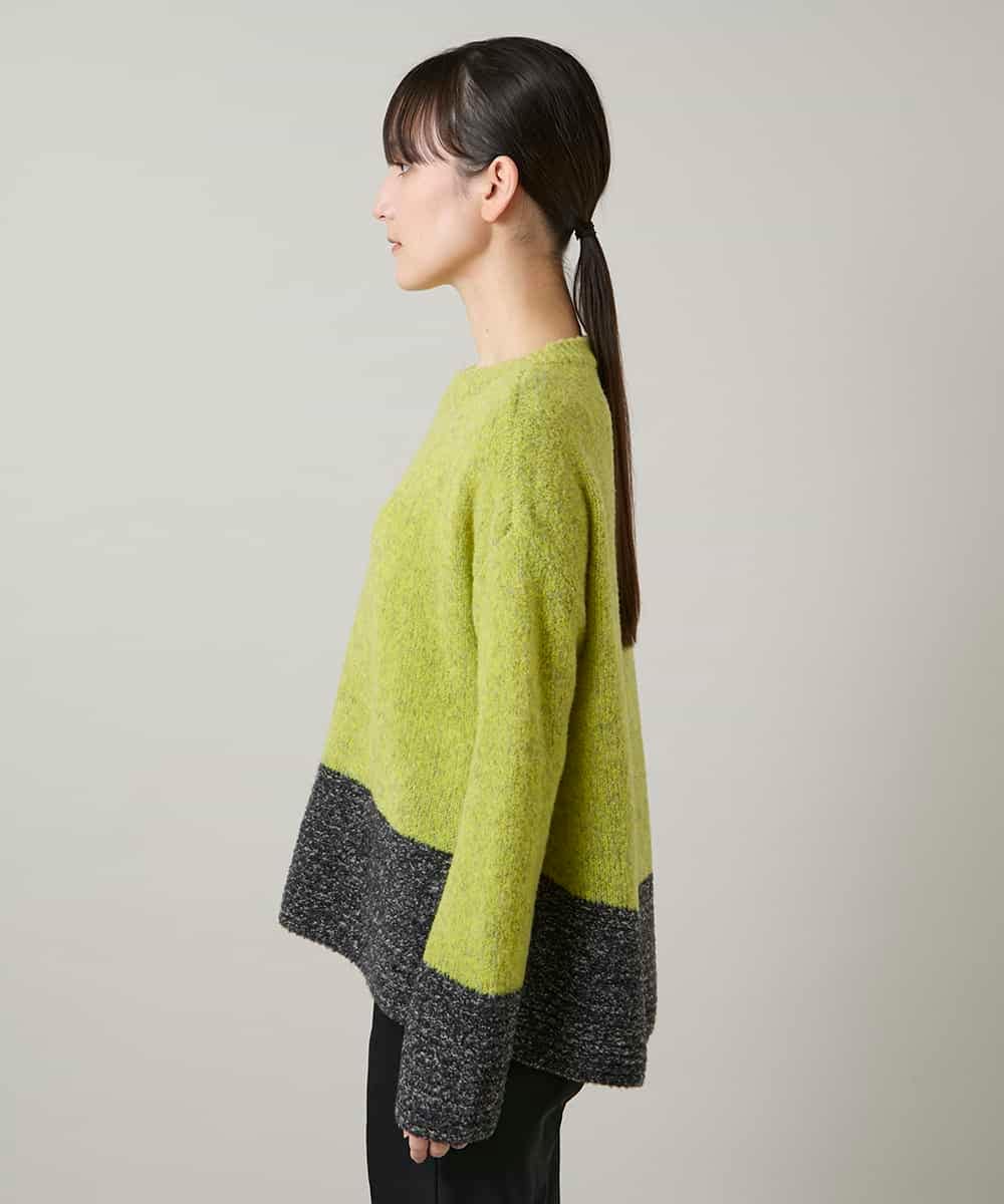 RHFCD37490 HIROKO KOSHINO(ヒロココシノ) バイカラーブークレヤーンニット/日本製 イエロー