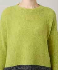 RHFCD37490 HIROKO KOSHINO(ヒロココシノ) バイカラーブークレヤーンニット/日本製 イエロー