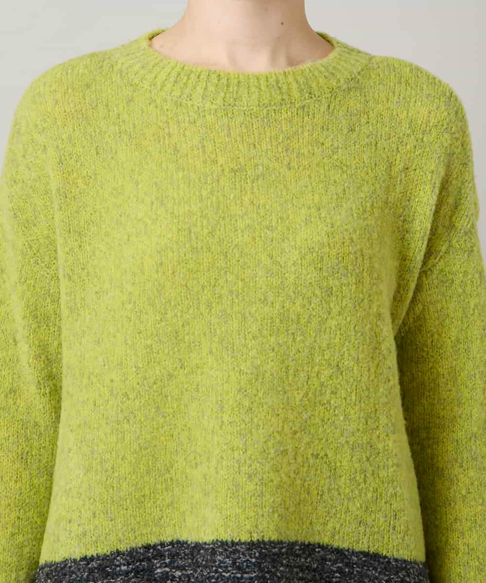 RHFCD37490 HIROKO KOSHINO(ヒロココシノ) バイカラーブークレヤーンニット/日本製 イエロー