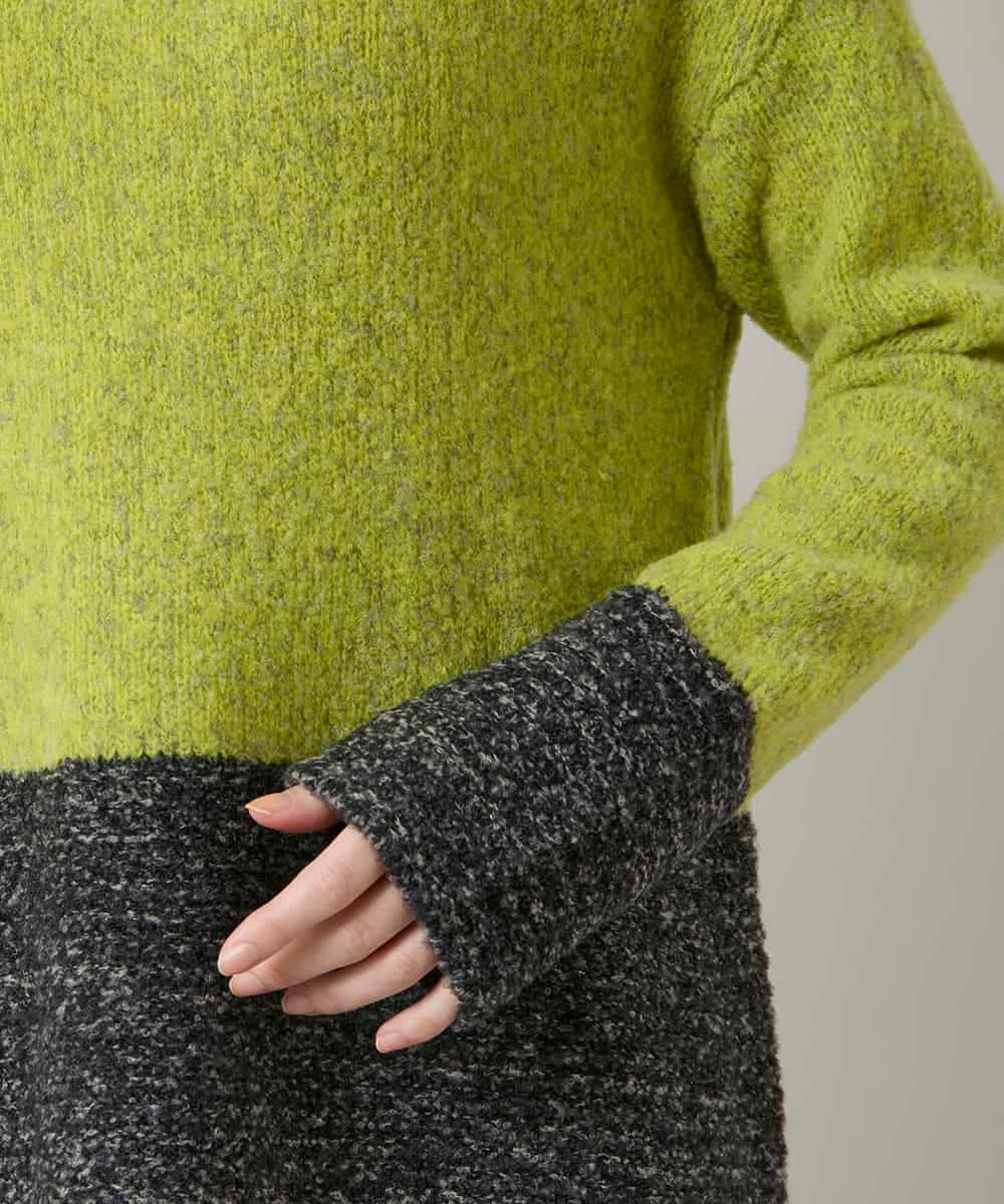 RHFCD37490 HIROKO KOSHINO(ヒロココシノ) バイカラーブークレヤーンニット/日本製 イエロー